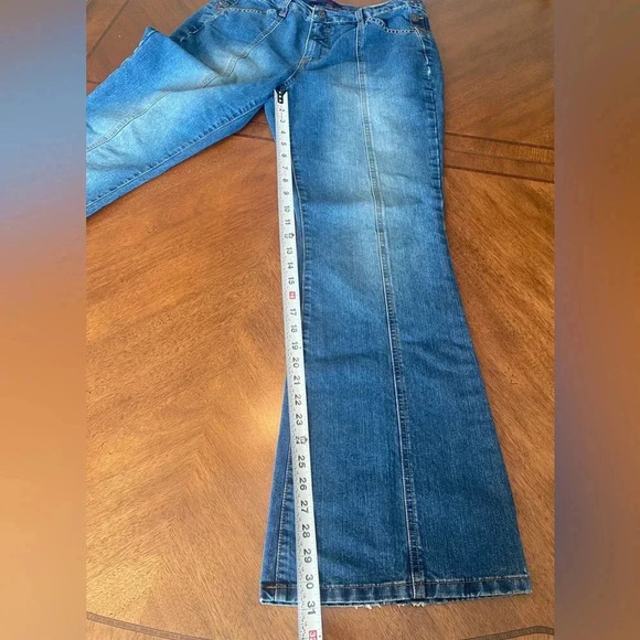 Vintage Y2K Gloria Flare Wide Leg Bell High Rise Jeans Faded Wash Hippie 12 EUC - Picture 9 of 16